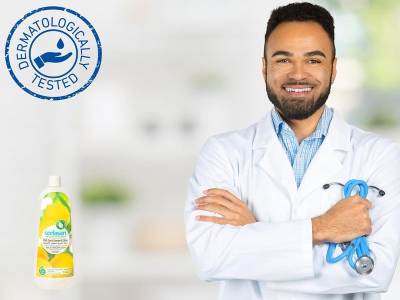 sodasan سوداسان سائل غسل الصحون 100% طبيعي بنكهة الليمون والليمون الأخضر - منظف نباتي معتمد عضوي، 1 لتر - Image 3